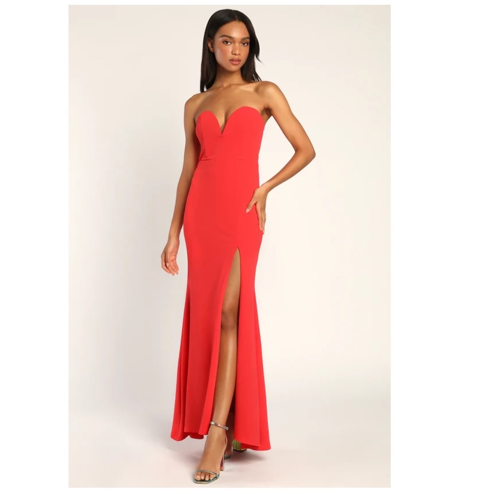 Black Tie: Lulus Classic Stunner Coral Red Dress - Size XS